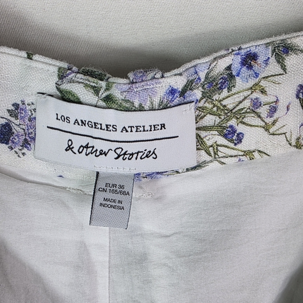 & Other Stories White Floral High Waist Belted Shorts - Picture 11 of 15